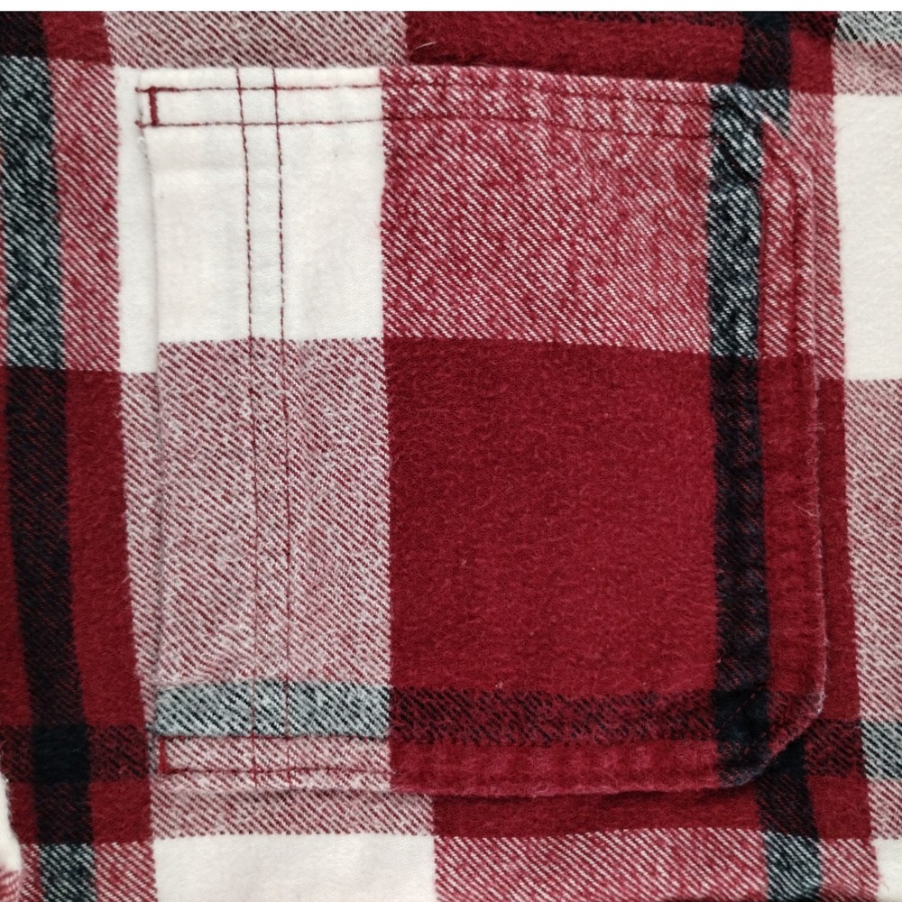 Hollister Mens Flannel Shirt‎ Cranberry White Plaid Button Up Cotton Size Medium - Picture 3 of 9